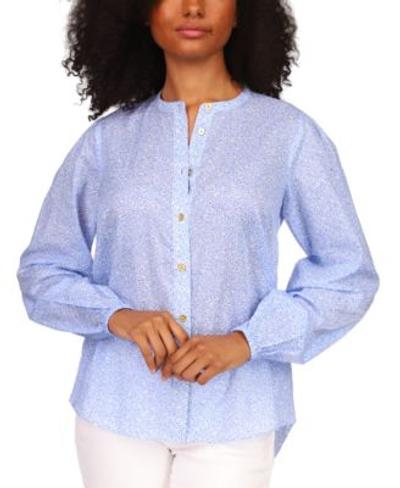 Cotton Printed Button-down Shirt In Crew Blue