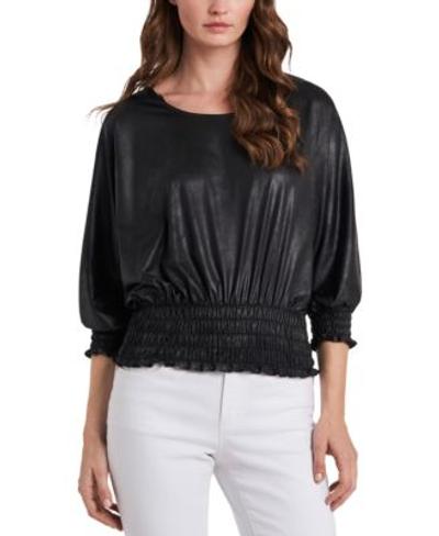 Smocked-hem Blouse In Rich Black - M