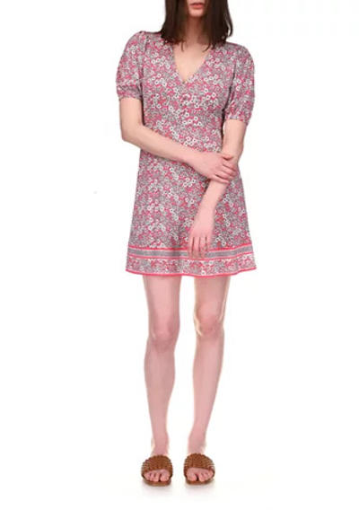 Printed Mini Dress In Rose Pink