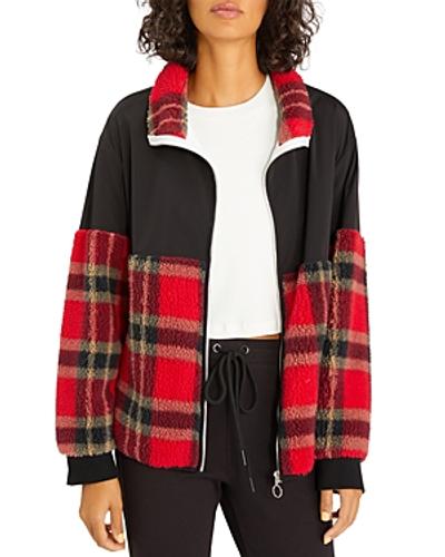 Sherpa Zip Up Jacket In Jasper Plaid - XXS