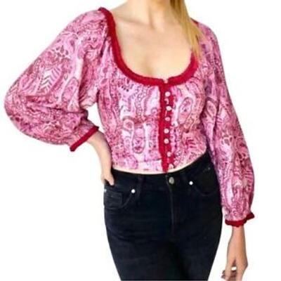 Dare Me Velvet Blouse In Retro Combo - XL