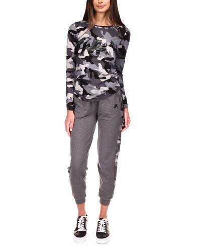 Exclusive Camo-print Top In Malachite Gray