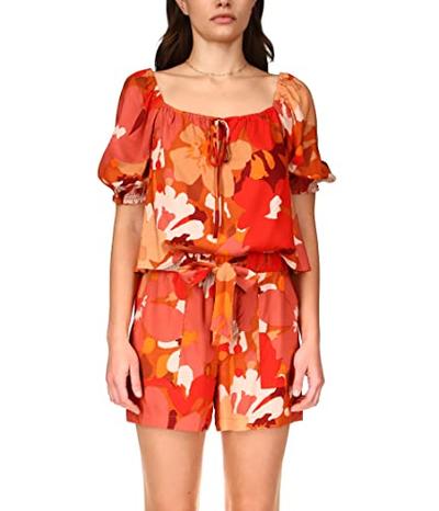 Remember Me Printed Puff Sleeve Top In Sun Drenched - M