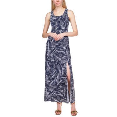 Petite Palm-print Maxi Dress In Midnight Blue