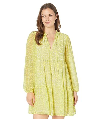 All Yours Animal Print Long Sleeve Mini Dress In Lime