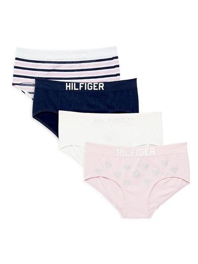 Girl's 4-pack Logo Hipster Briefs - Rose Shadow - M(10-12)