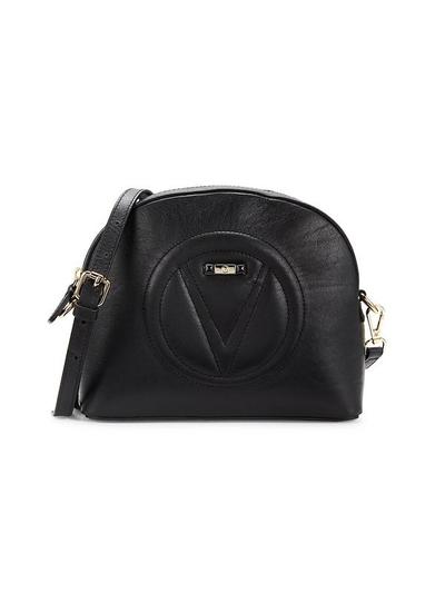Women's Diana Logo Leather Crossbody Bag - Black - Black