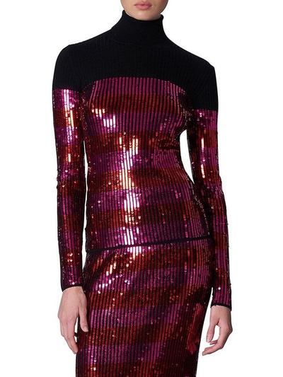 Women's Metallic Turtleneck Sweater - Black Multi