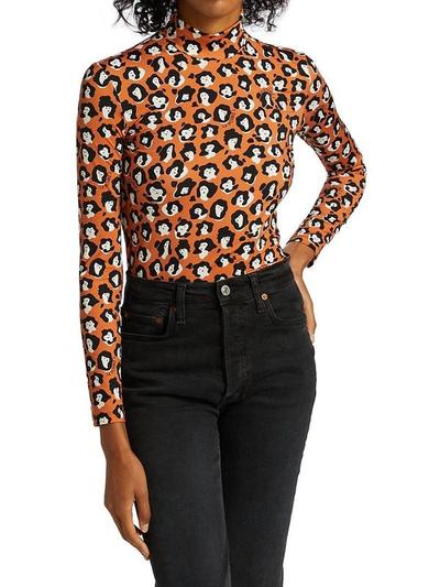 La Doublej Women's Print Turtleneck Top - Lady Leopard