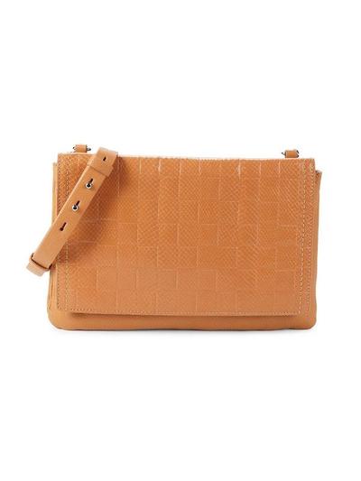 Women's Textured Leather Crossbody Bag - Light Brown