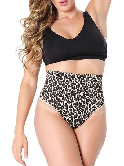Women's Leopard-print High-waisted Thong - Brown Multi - XL