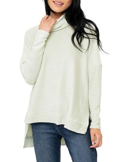 Women's Turtleneck High Low Sweater - Green - S