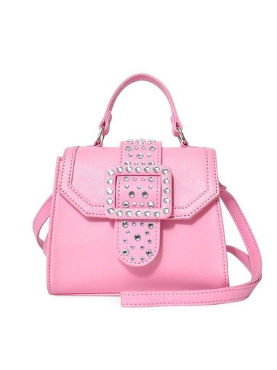 Girl's Rhinestone Embellished Crossbody Bag - Bubble Gum