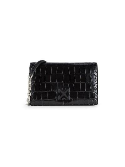 Women's Jitney Croc Embossed Leather Crossbody Bag - Black