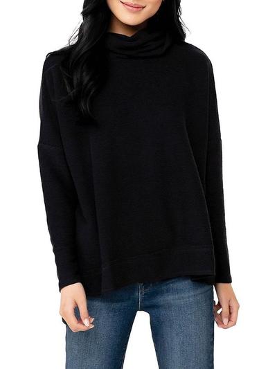 Women's Turtleneck High Low Sweater - Black - L