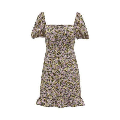 Floral Square Neck Mini Dress In Garden Valley - 14