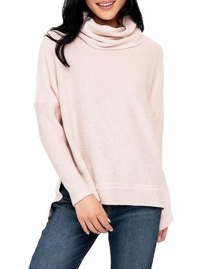 Women's Turtleneck High Low Sweater - Pink - XS