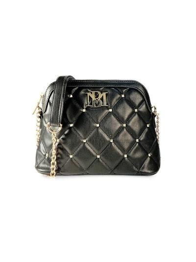 Women's Faux-leather Quilted Dome Crossbody Bag - Black