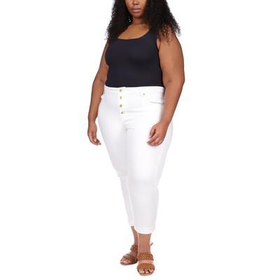 Plus Size Rolled Hem Skinny Jeans In White - 14W