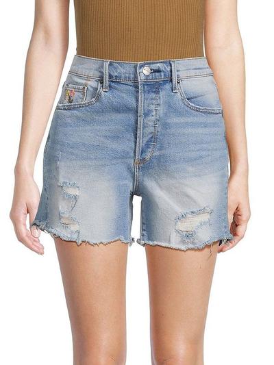 Women's Goldie High Rise Embroidered Denim Shorts - Light Wash - 29(6-8)