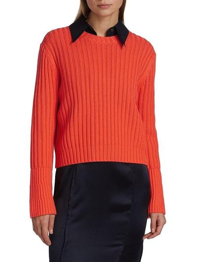 Women's Her Boy Rib Knit Sweater - Orange - M