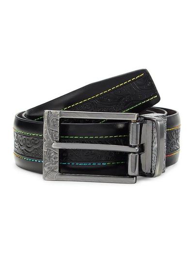 Men's Paisley Reversible Leather Belt - Black Brown - 40