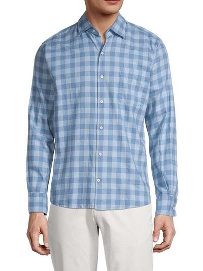 Men's Docks Cotton Long Sleeve Sport Shirt - Blue Surf