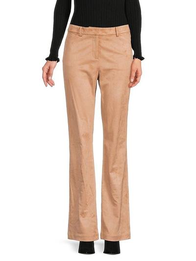 Faux Suede Flare Pants - Camel - 4