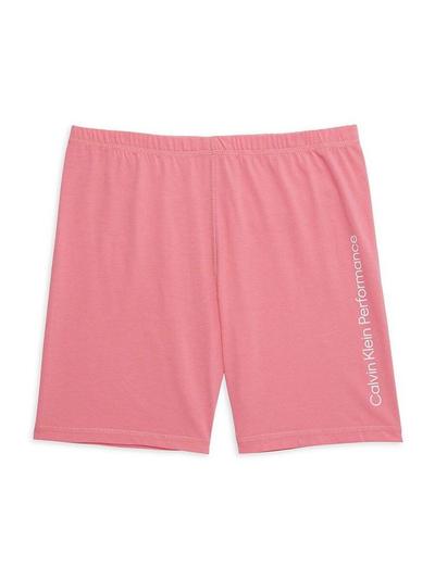 Girl's Logo Biker Shorts - Strawberry - XL(16)