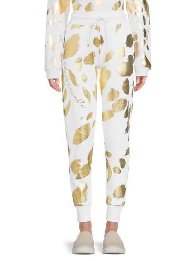 Cavalli Class Women's Metallic Logo Cotton Joggers - White Gold - S