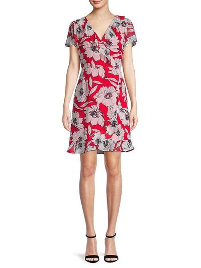 Women's Polka Dot Chiffon Wrap Dress - 6