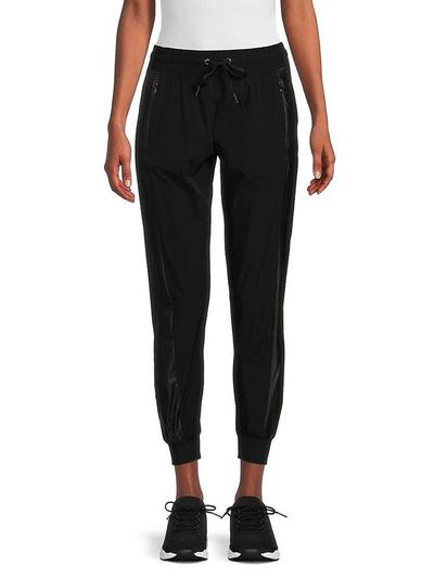 Women's Mixed Media Joggers - Black - S