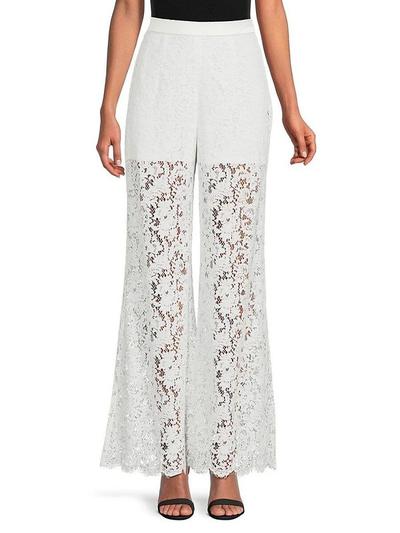 Bcbgmaxazria Women's Sheer Lace Flare Pants - Gardenia - 4
