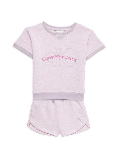 Little Girl's 2-piece Logo Tee & Shorts Set - Pink - 5