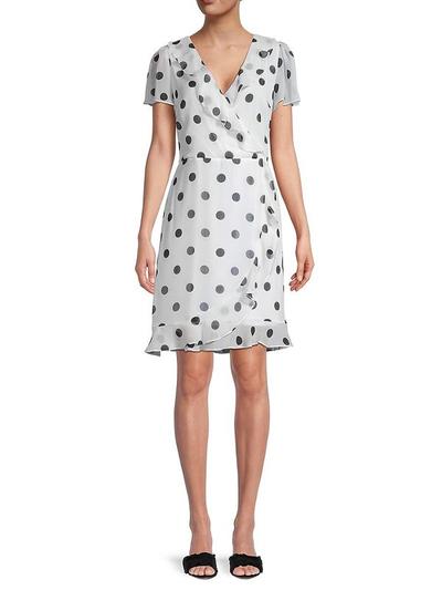 Women's Polka Dot Chiffon Wrap Dress - 8