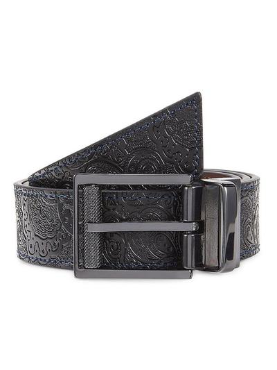 Men's Sequential Ii Reversible Paisley Leather Belt - Black Brown - 44