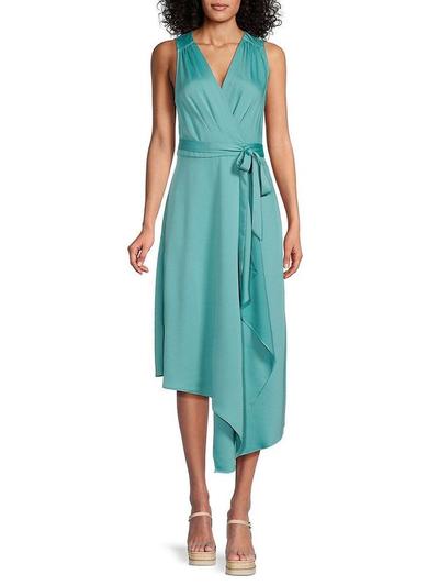 Asymmetric Wrap Dress - Turquoise - M