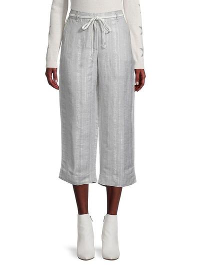 Women's Striped Flare Cropped Pants - Grey