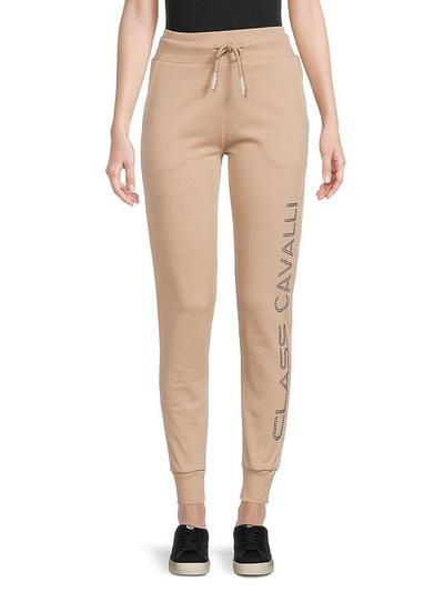 Cavalli Class Women's Cotton Logo Joggers - Beige - XL