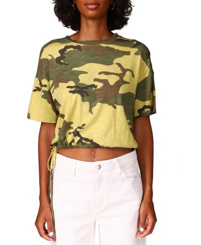 Drawstring Tee In Moss Camo - L