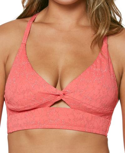 Flower Power Solids Twist Front Cami Bikini Top In Mandarin