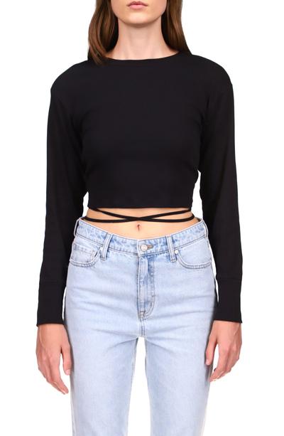 All Tied Up Knit Crop Top In Black