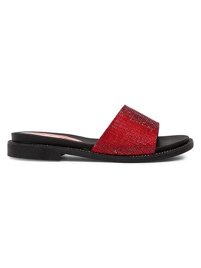Flavor Rhinestone Sandals - Red - 5