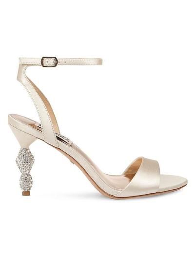 Evamarie Satin Heeled Sandals - Ivory Satin - 6