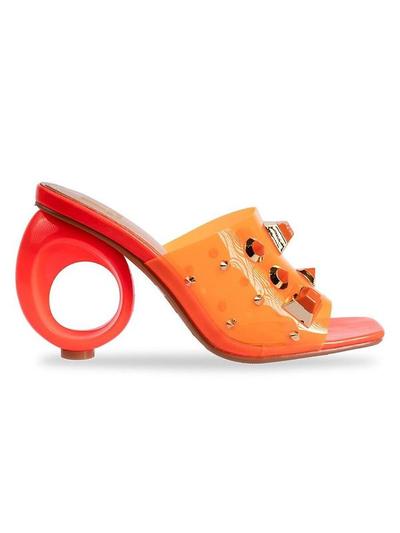 Vegas Sculptural Heel Sandals - Orange - 11