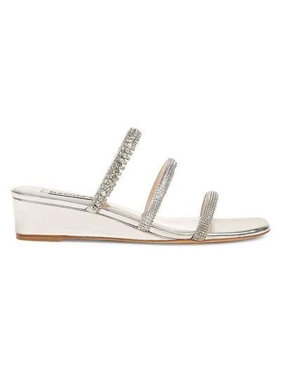 Zofia Leather Wedge Sandals - Silver - 6.5