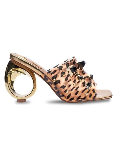 Vegas Sculptural Heel Sandals - Leopard - 5