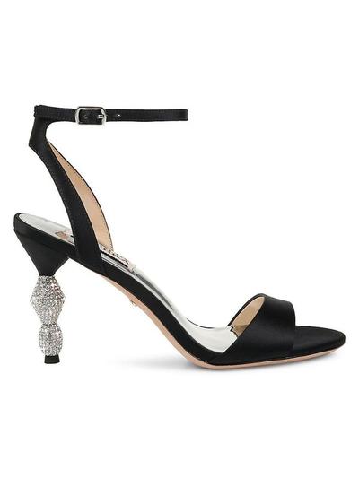 Evamarie Satin Heeled Sandals - Black Satin - 5.5