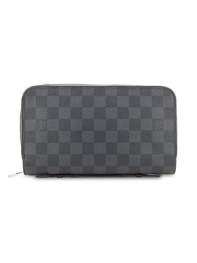 Damier Graphite Canvas Zip Around Wallet - Black