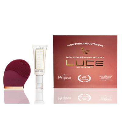 Facial Cleansing Brush & Aloe Vera Gel Face Wash - Burgundy
